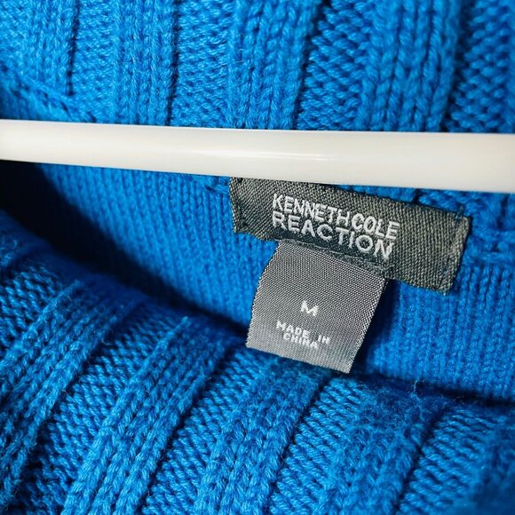Womens Blue Cowl Neck Sweater Kenneth Cole Knit Top u Size Medium - Picture 4 of 6